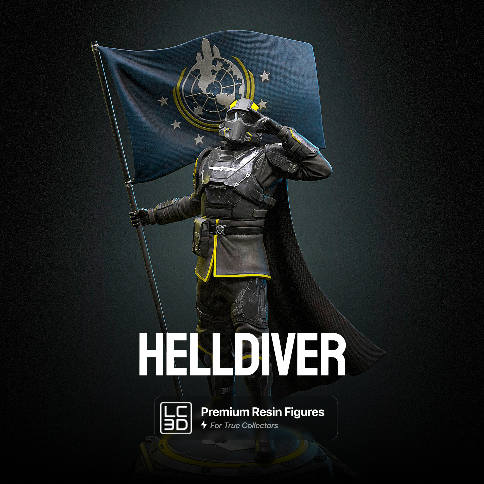 The Helldiver Soldier Gaming Figure 3D Printed Resin Model Kit