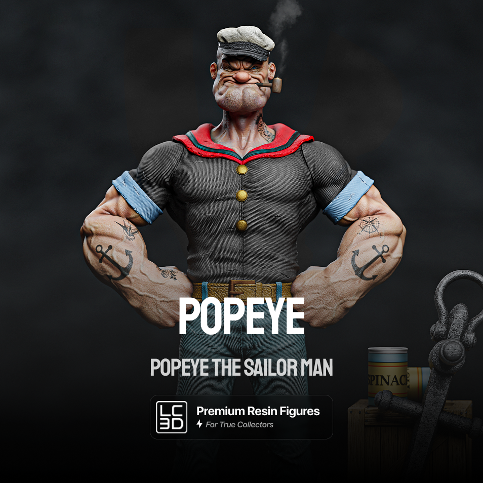 Popeye The Sailor Man Figure 3D Printed Resin Model Kit