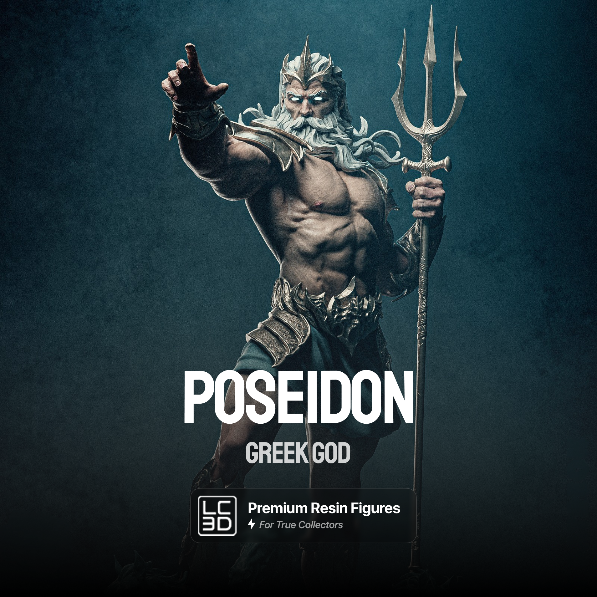 Poseidon The Greek God Figure 3D Printed Resin Model Kit