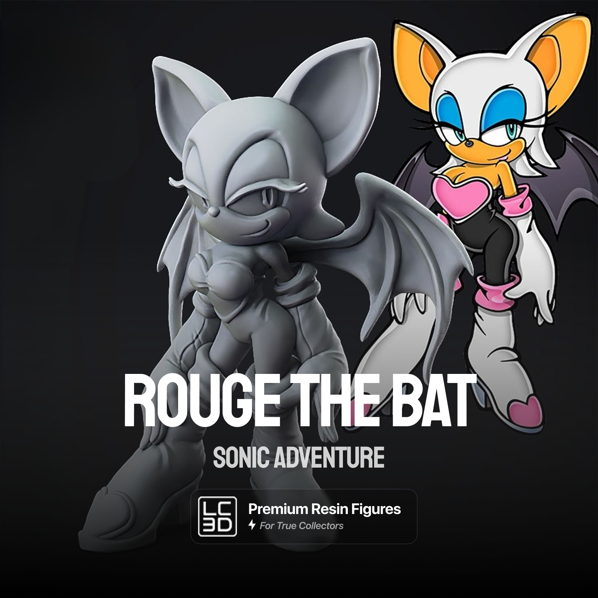 Rouge The Bat Sonic Adventure Figure 3D Printed Resin Model Kit