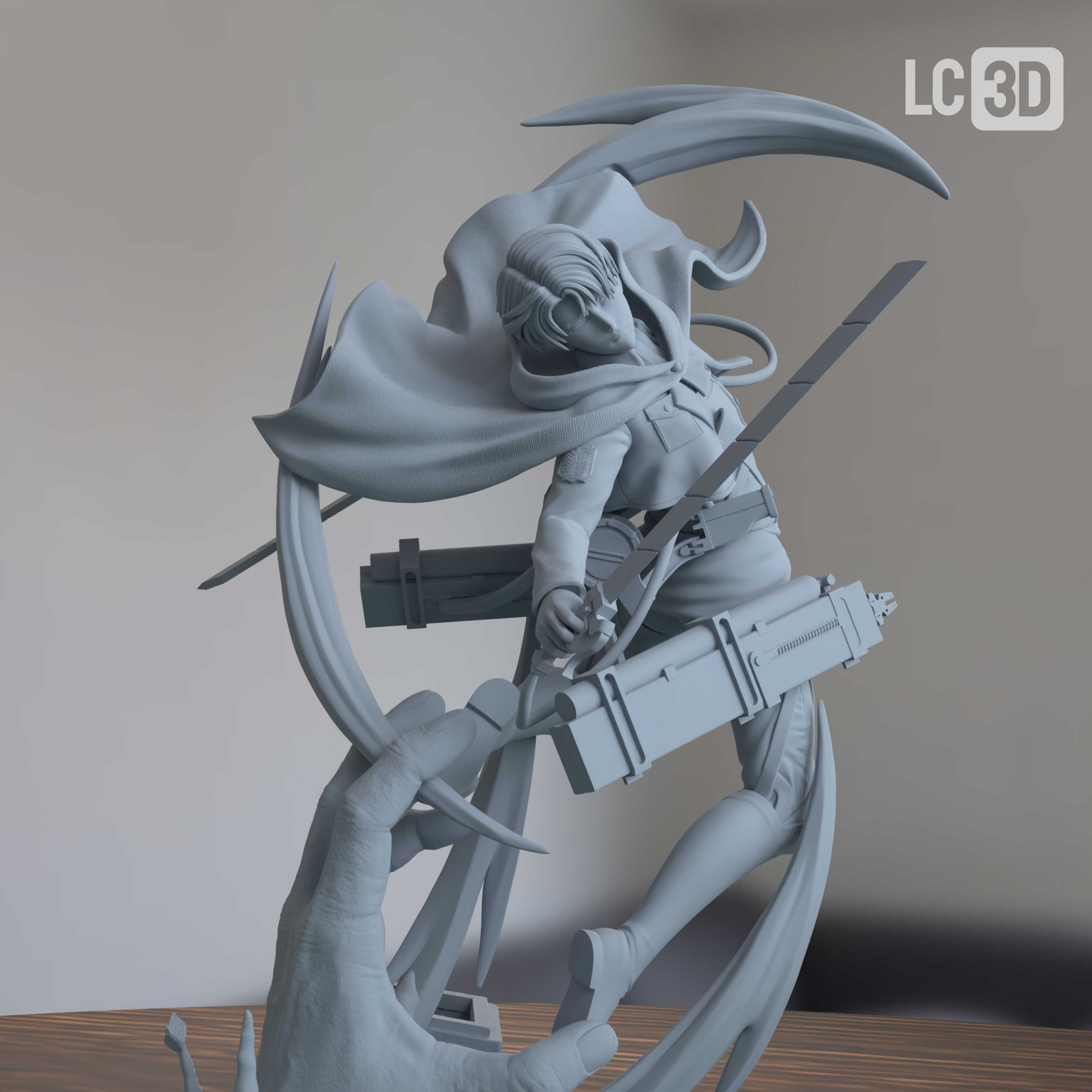 Levi Ackerman Attack On Titan Figure 3D Printed Resin Model Kit
