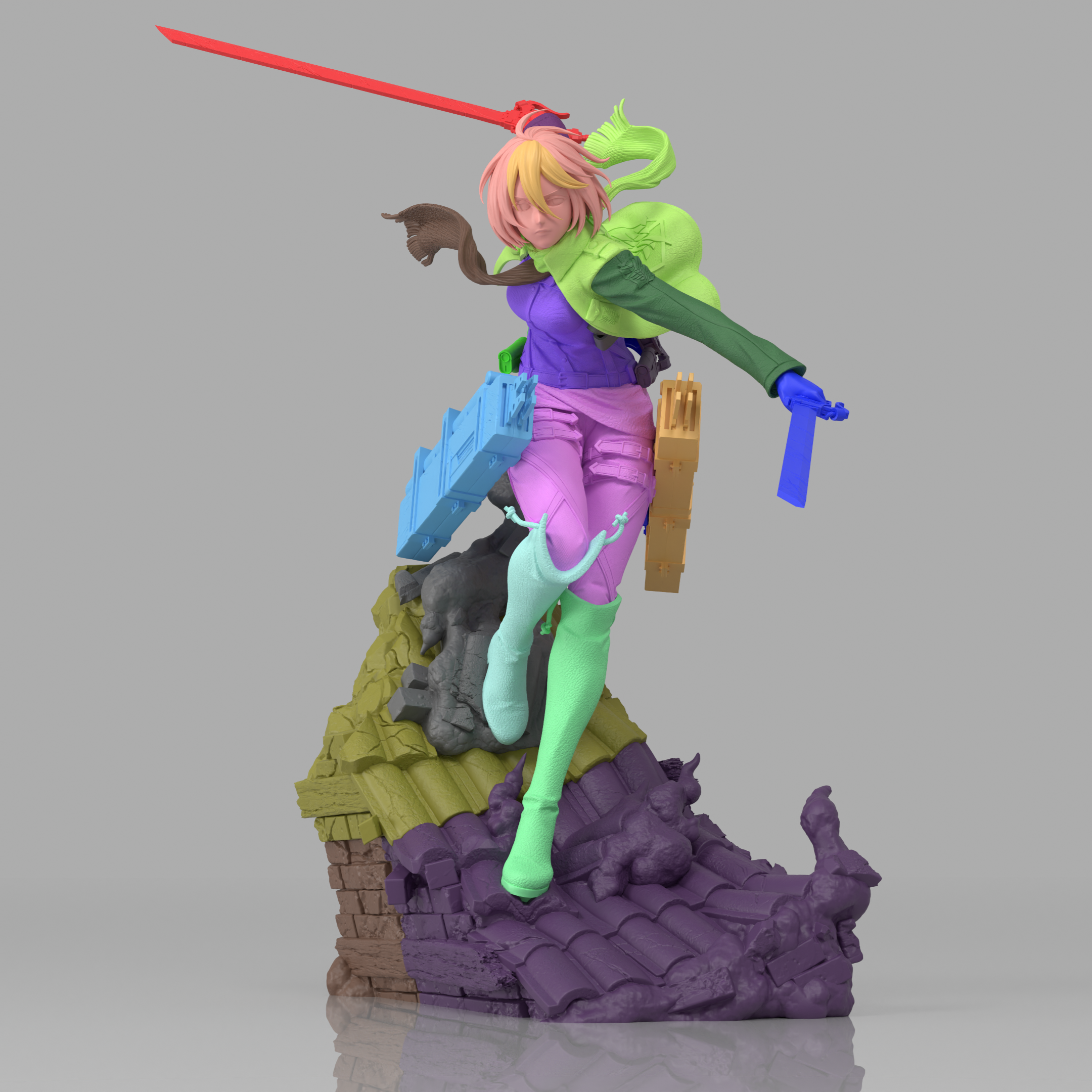 Mikasa Attack On Titan Figure 3D Printed Resin Model Kit
