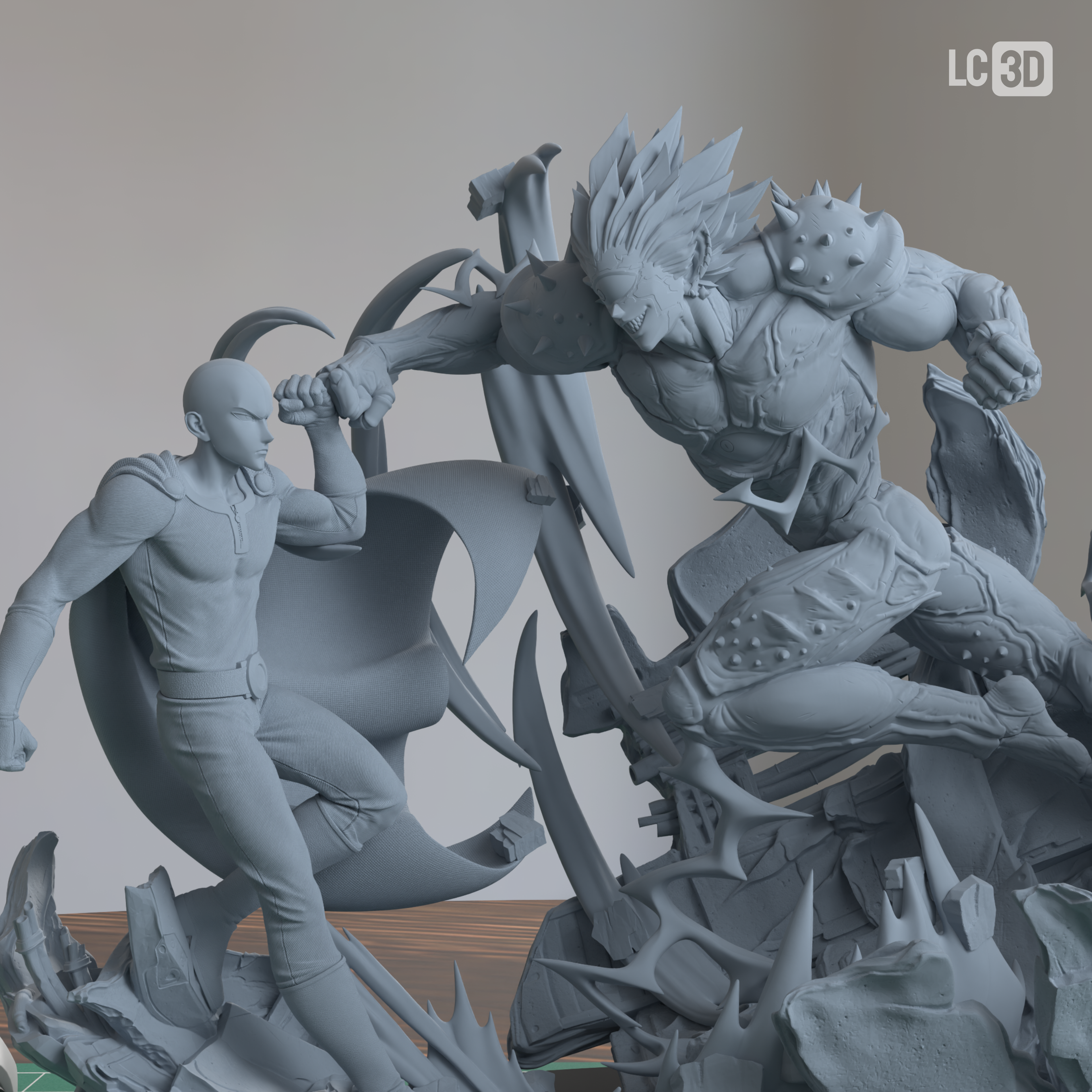 Saitama Vs Boros One Punch Man Figure 3D Printed Resin Model Kit