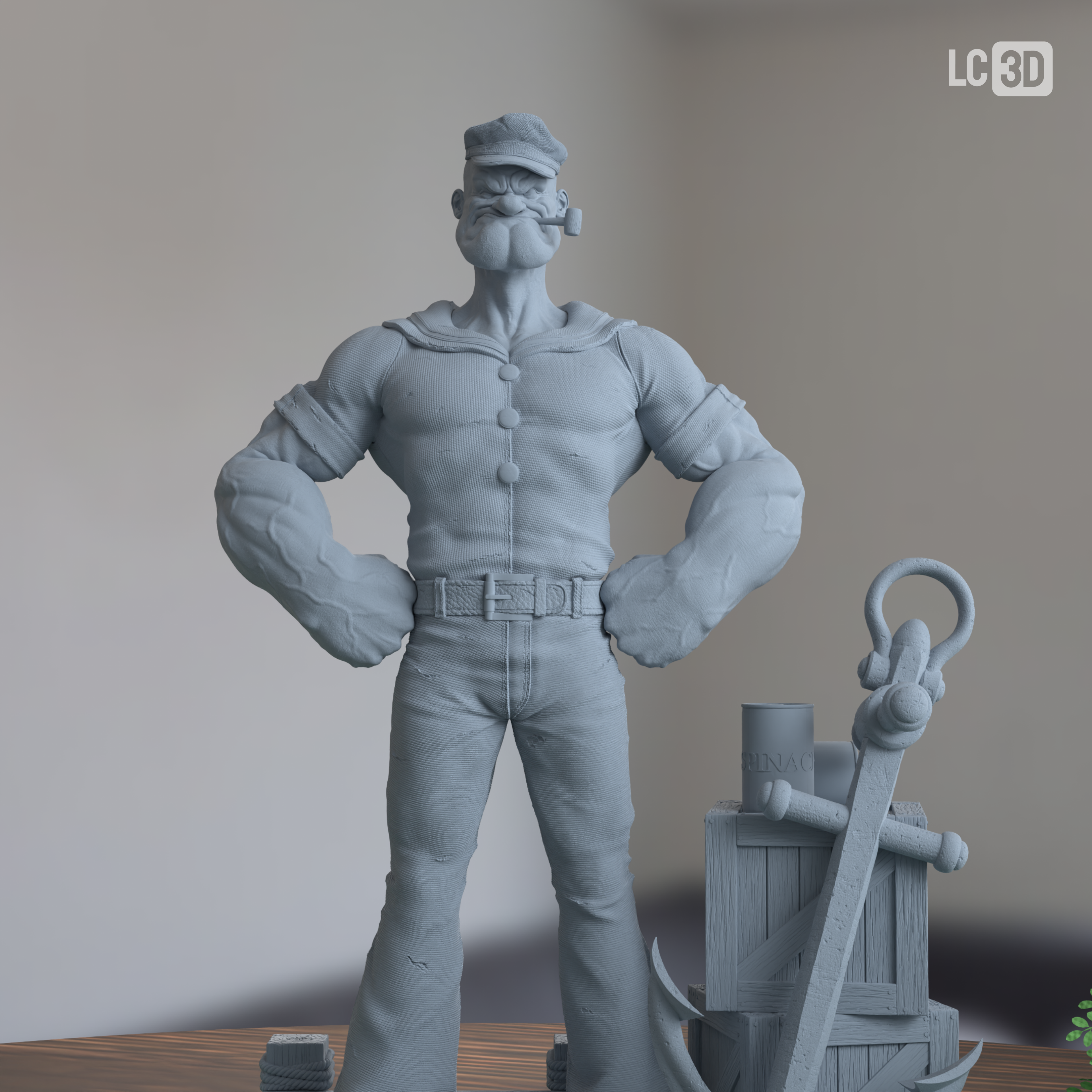 Popeye The Sailor Man Figure 3D Printed Resin Model Kit