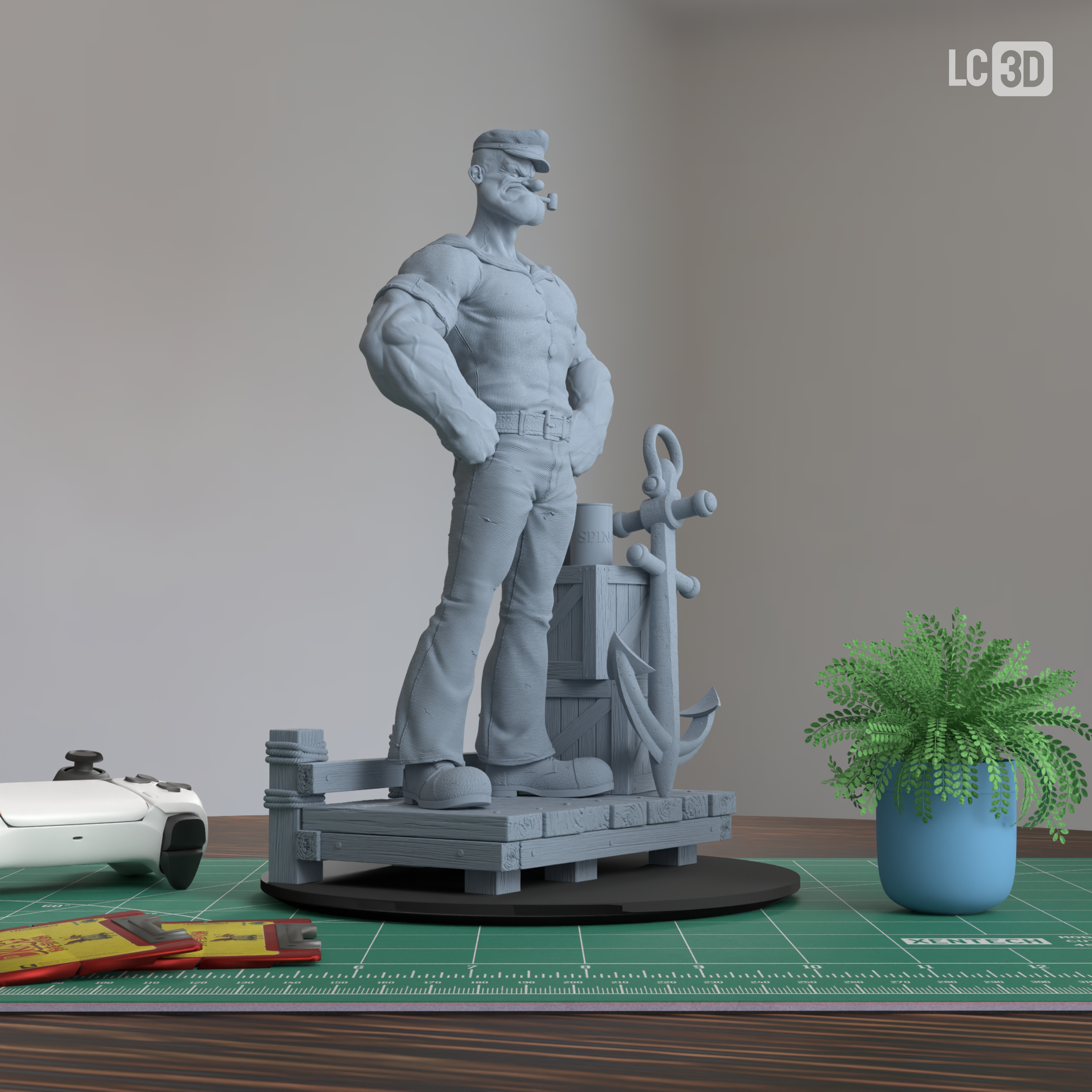 Popeye The Sailor Man Figure 3D Printed Resin Model Kit