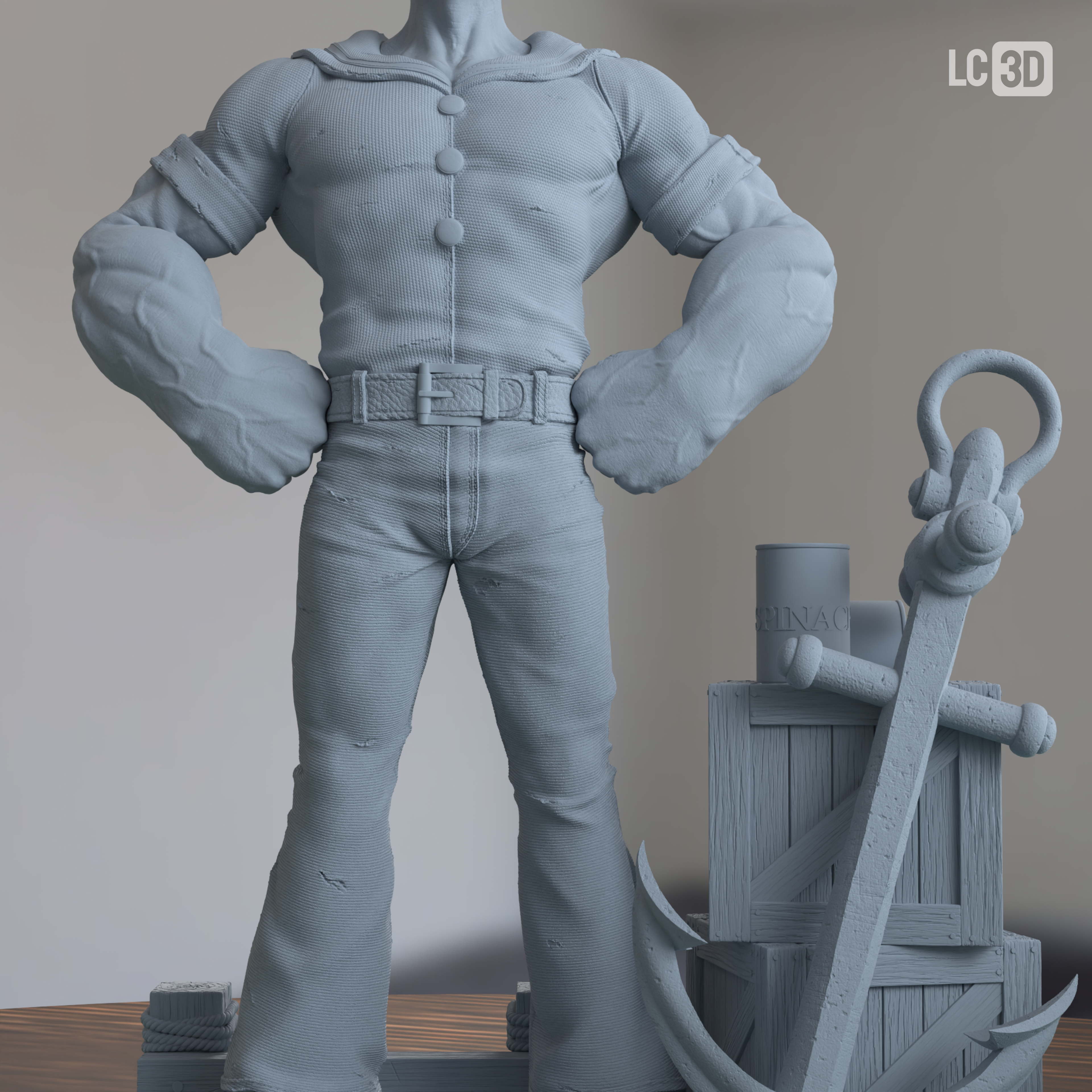 Popeye The Sailor Man Figure 3D Printed Resin Model Kit