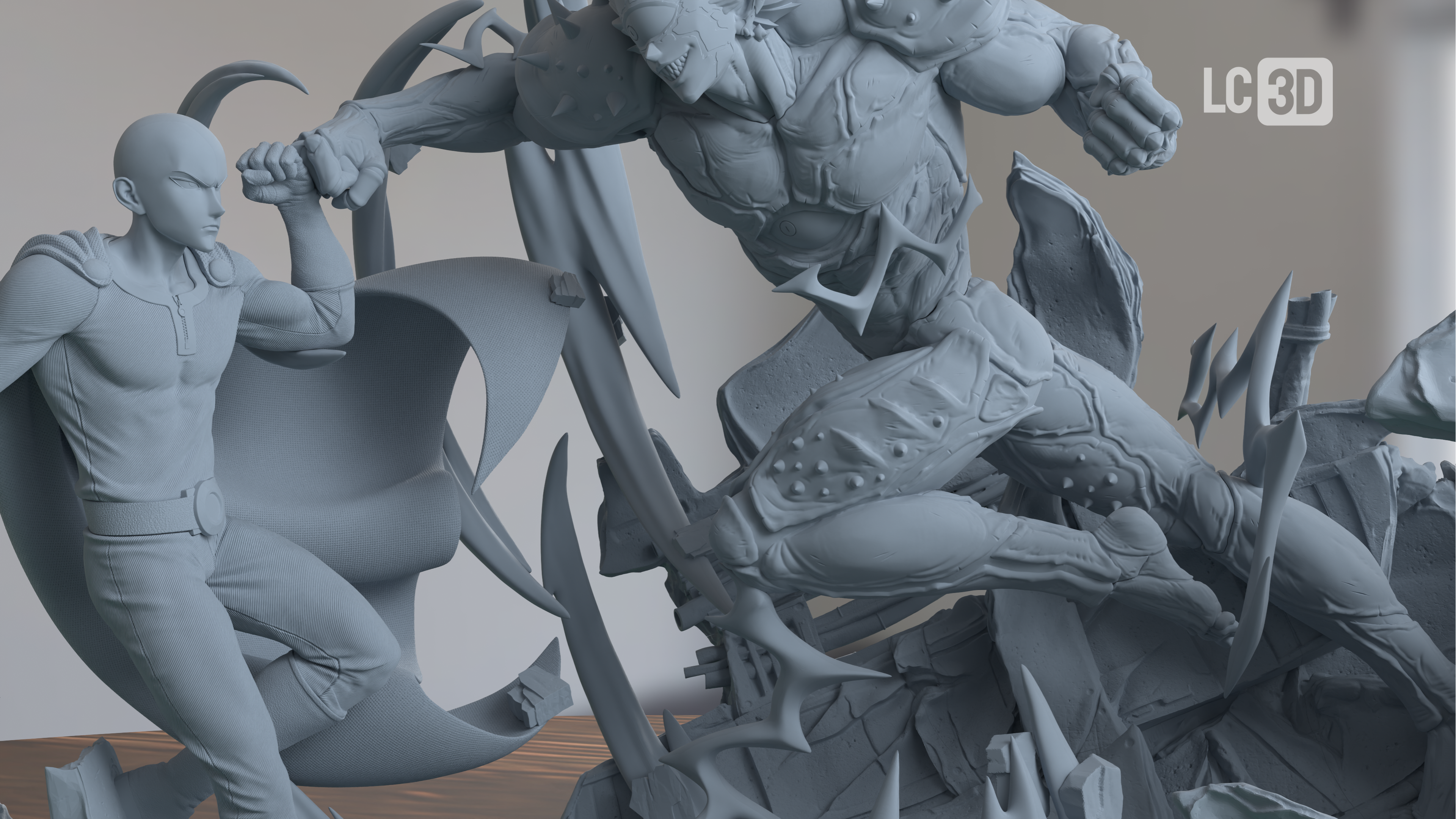 Saitama Vs Boros One Punch Man Figure 3D Printed Resin Model Kit